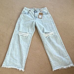 Dixie ( made in Italy ) Trendy Light Blue Distressed Wide Leg Jeans